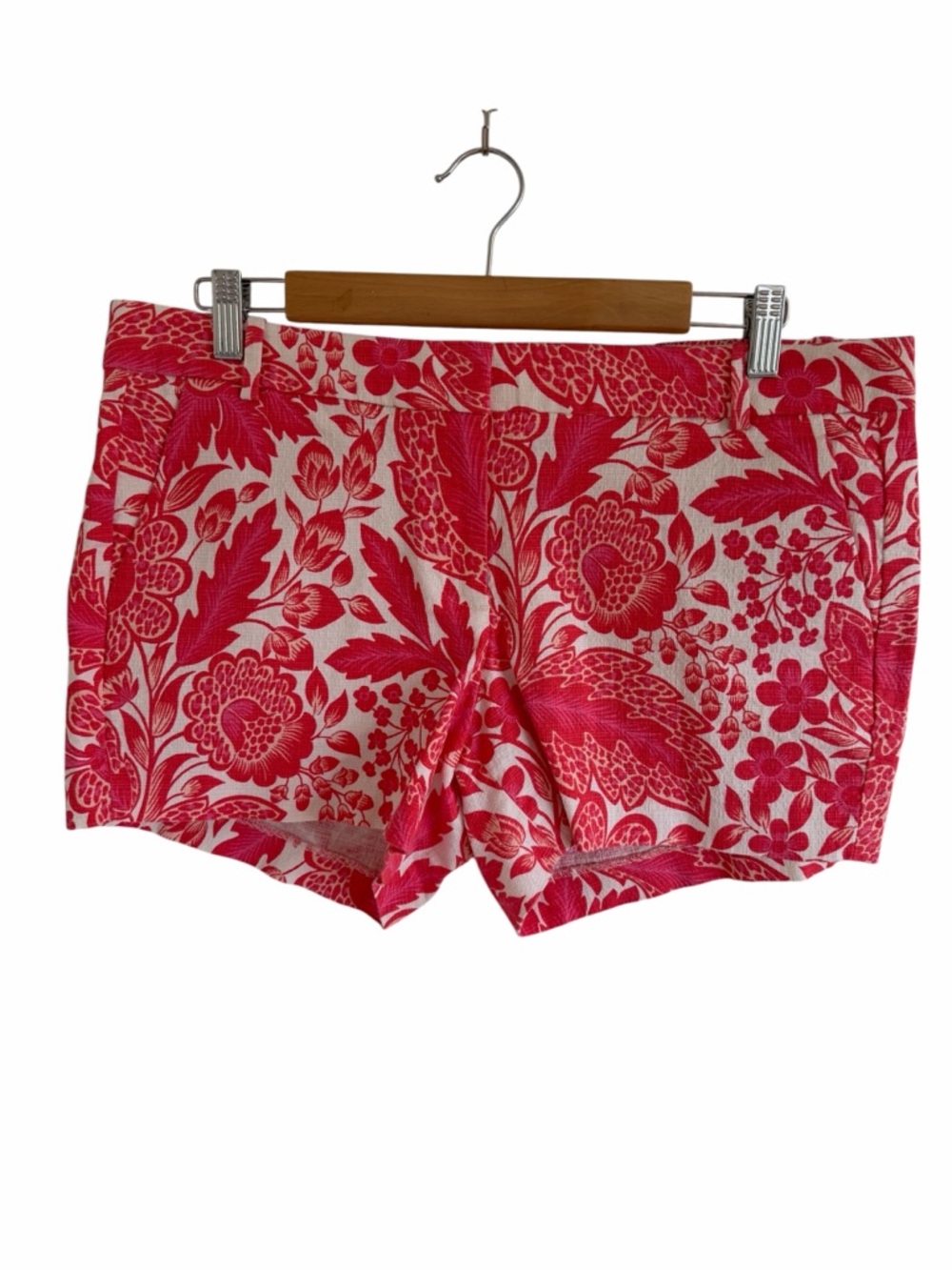 J.Crew Floral Print Shorts Size 12 Low Rise Red White Summer Cotton - Picture 5 of 7